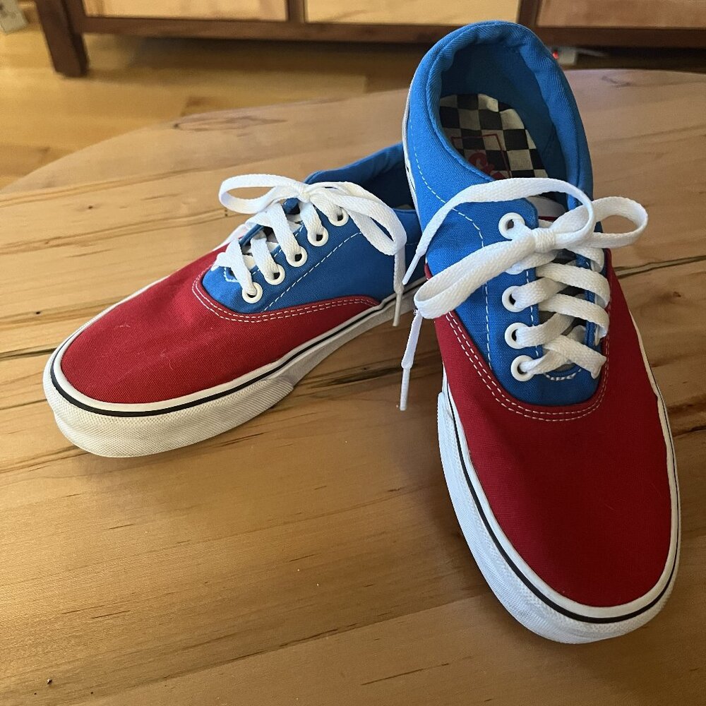 Vans Blue Red Grey almost new sneakers Sz 7
